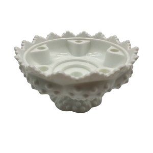 Vintage Fenton Hobnail Milk Glass Footed Pedestal Multi Candle Holder MCM